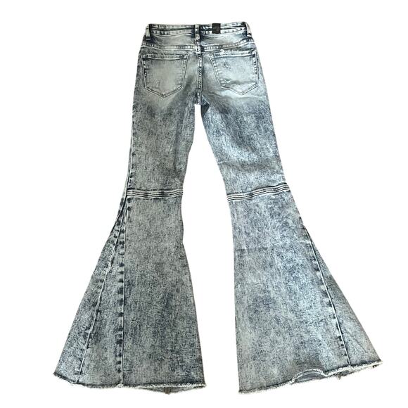 Flying Monkey High Rise Super Flare Jeans 24x32 Acid Wash Buckle NWT Edgy Y2K - Picture 3 of 6